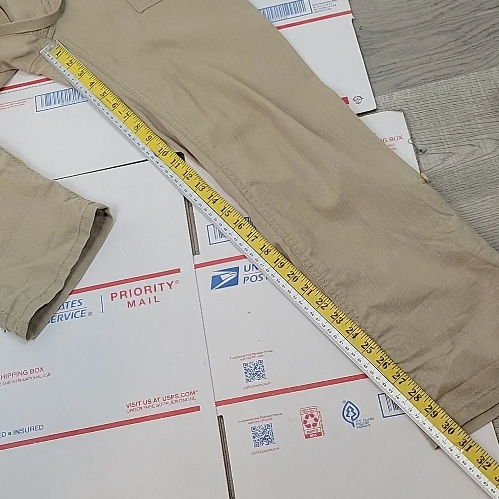 y2k H&M beige linen cargo roll up pants size 8